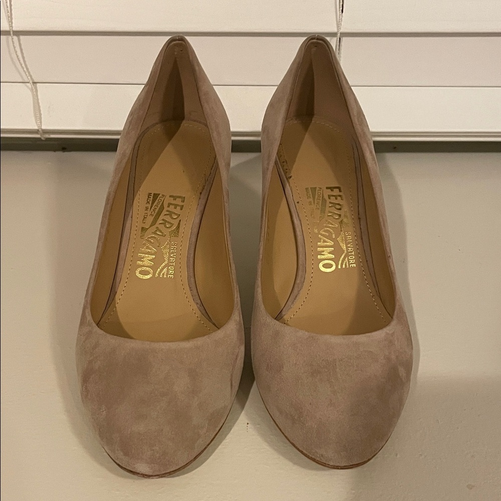 Salvatore Ferragamo Women's Beige Suede Heels